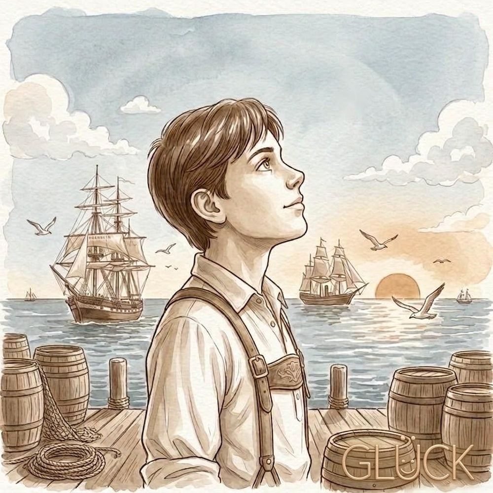 Capa de A História de Ferdinand: menino no cais olhando o céu